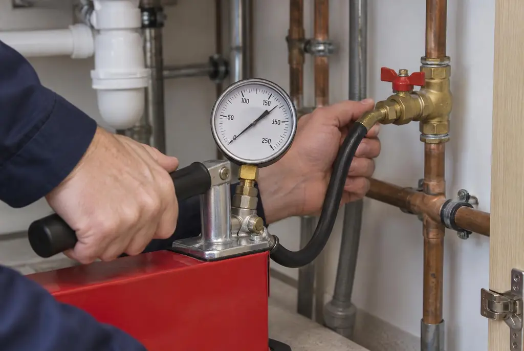 Lekdetectie Leersum – druktest op een waterleiding met een manometer