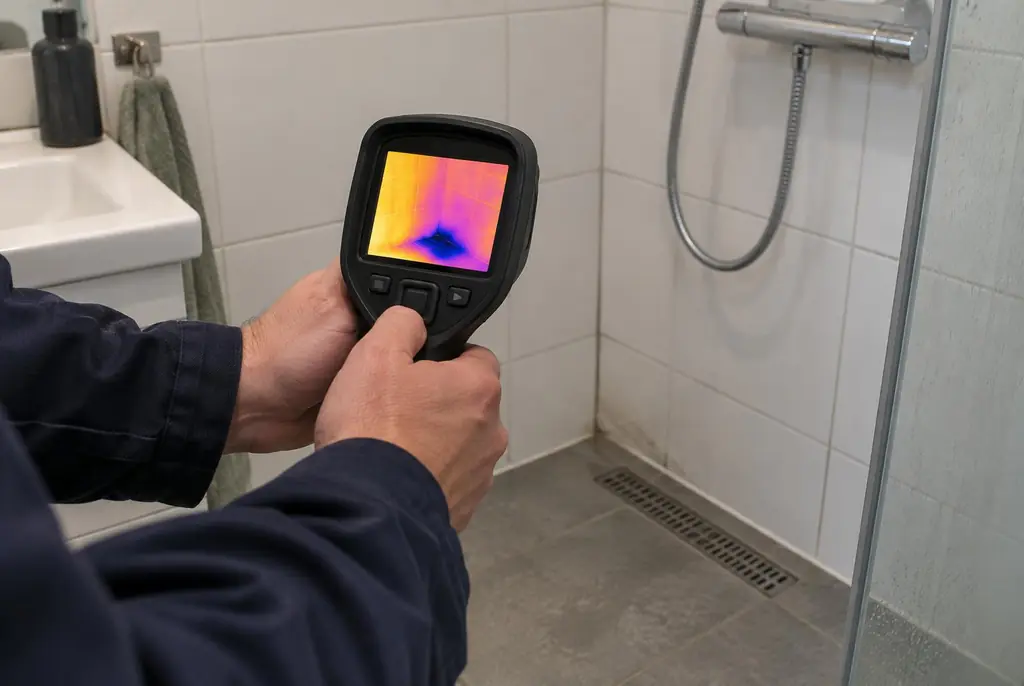 Lekdetectie Leersum – lekdetectiespecialist met warmtebeeldcamera in een badkamer