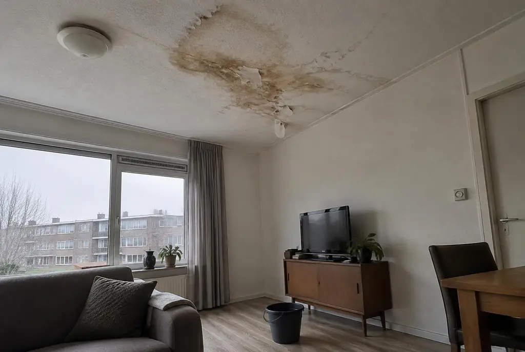 Lekdetectie Leersum – vochtplek op het plafond onder een badkamer